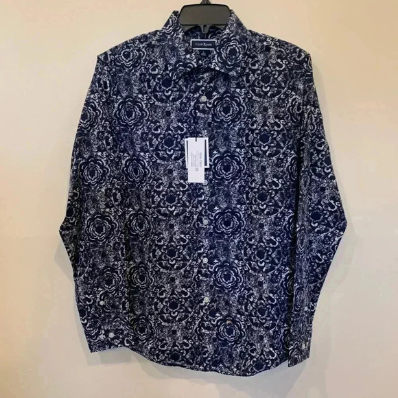 Mens Club Room Refined Woven Button Down Shirt Striped NWT - - Picture 1 of 6